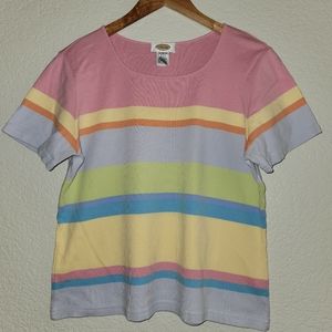 Talbots Pastel Stripe Tee Size Large